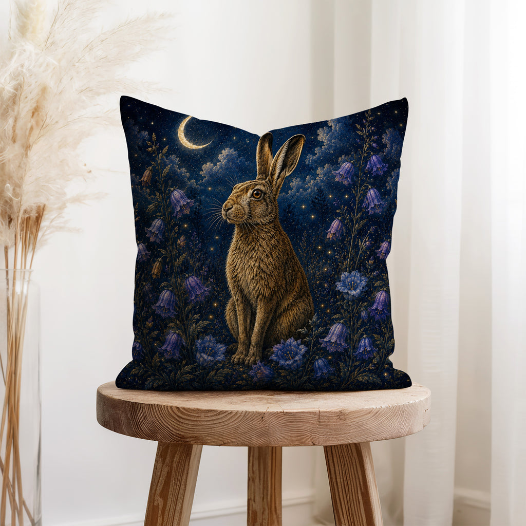 The Moonlit Hare – Enchanted Woodland Pillow