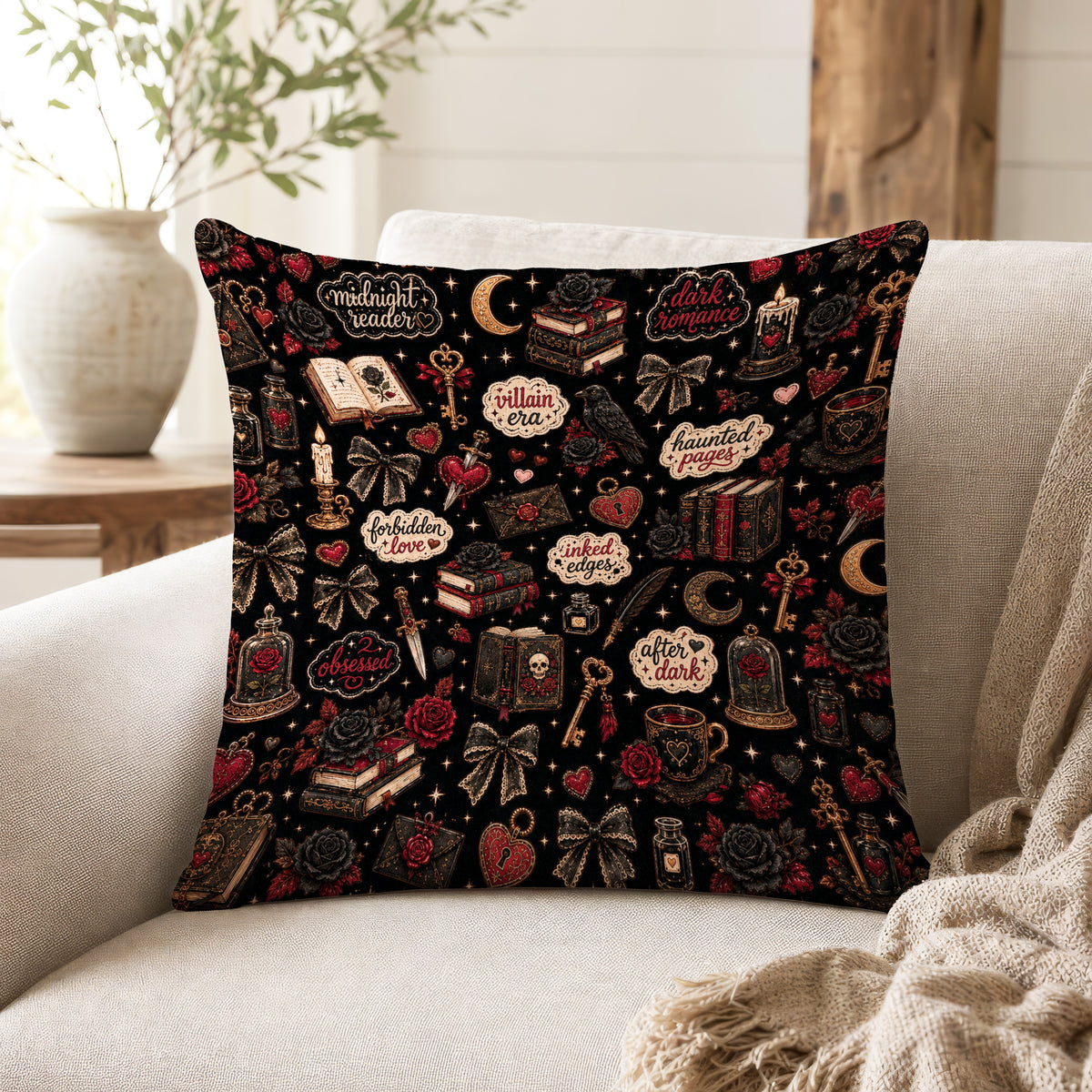 Midnight Reader – Dark Romance Book Pillow