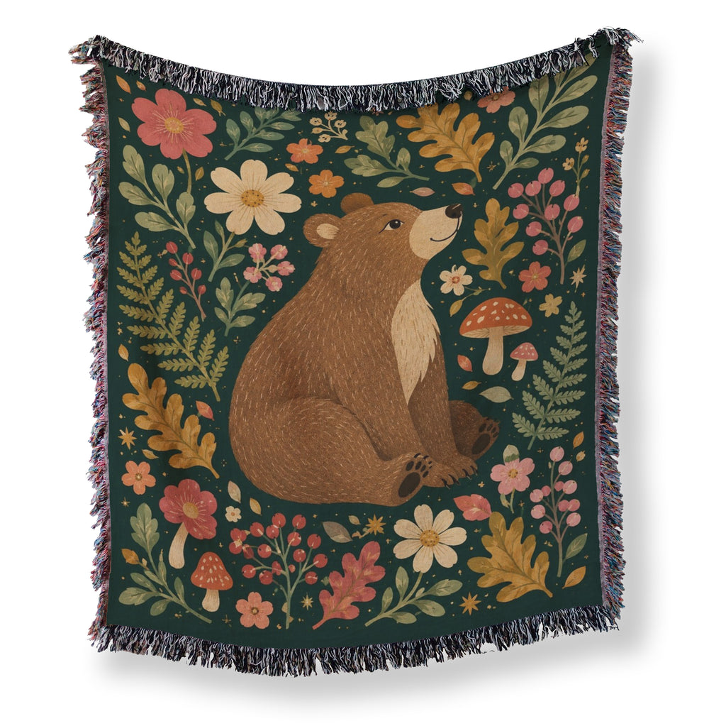 Woodland Bear & Mushroom Blanket
