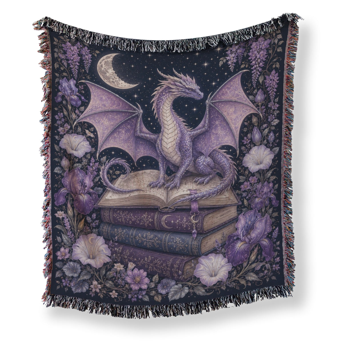 Lavender Crescent Dragon & Books Blanket Main image