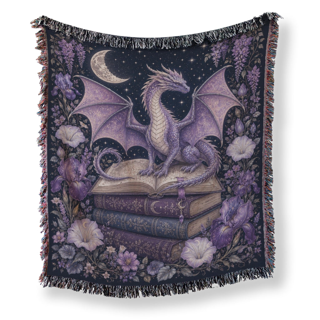 Lavender Crescent Dragon & Books Blanket