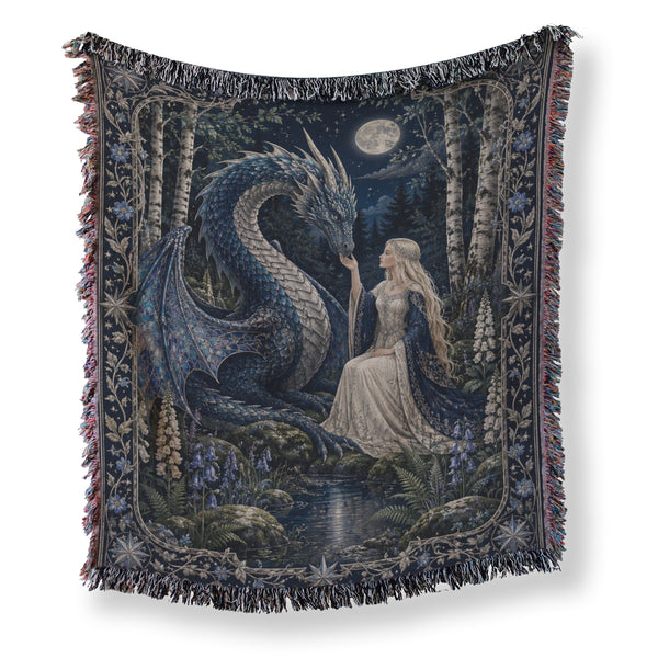 The Moonlit Dragon Maiden Blanket