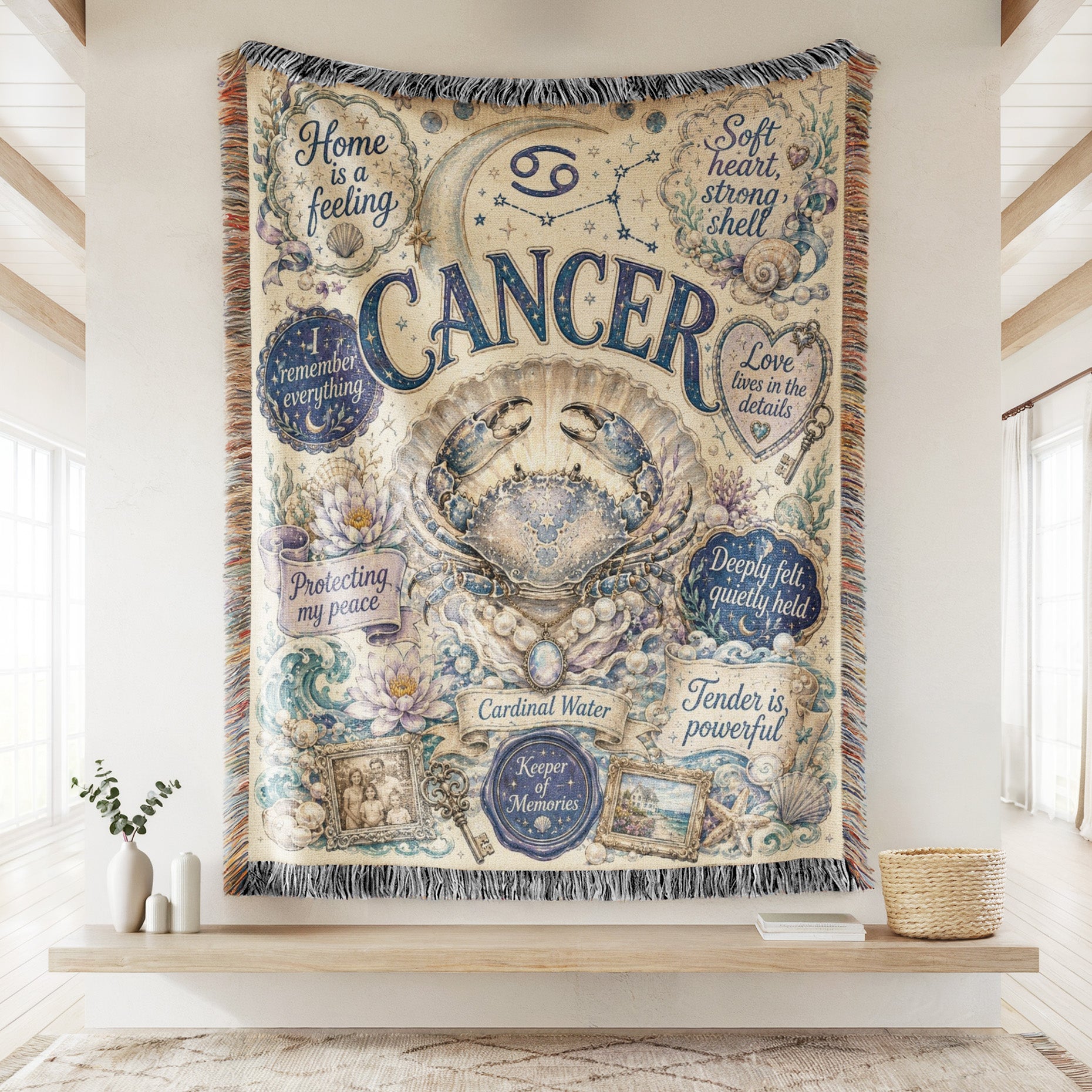 Cancer – Moonlit Sanctuary Zodiac Blanket Secondary image