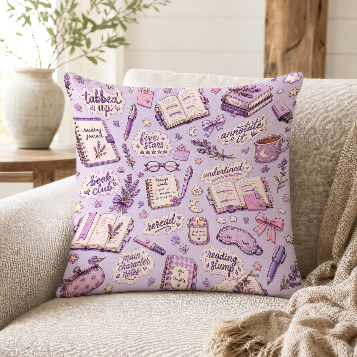 Lavender Reading Club – Book Lover Pillow