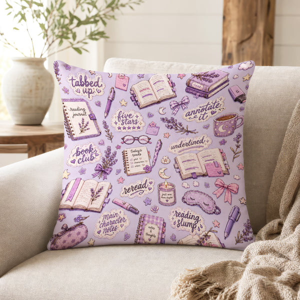 Lavender Reading Club – Book Lover Pillow