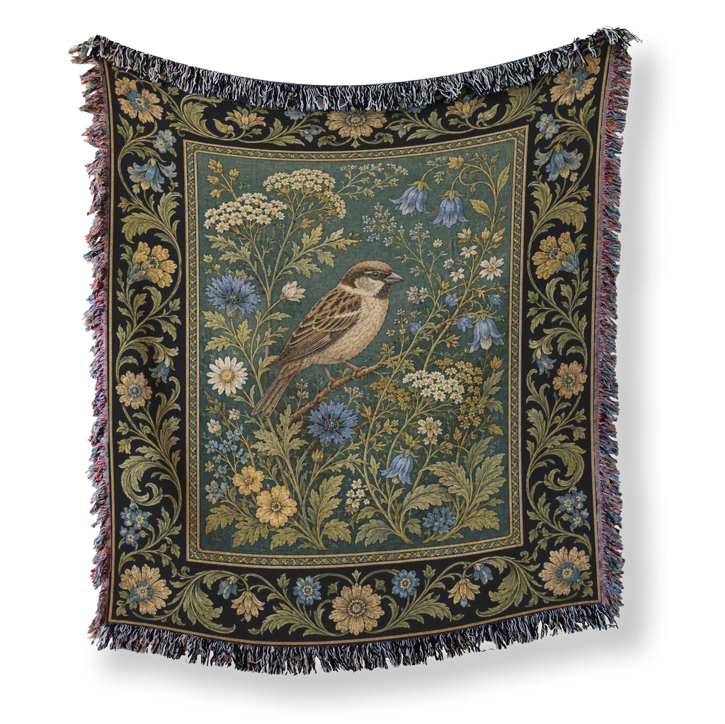 Bluebell Sparrow Tapestry Blanket