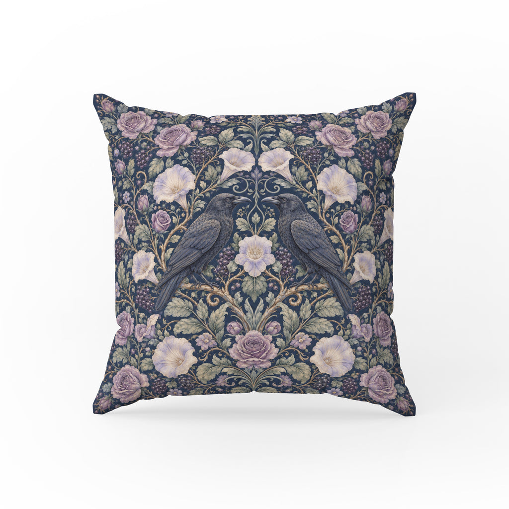 Raven Rose Garden – Dark Botanical Pillow