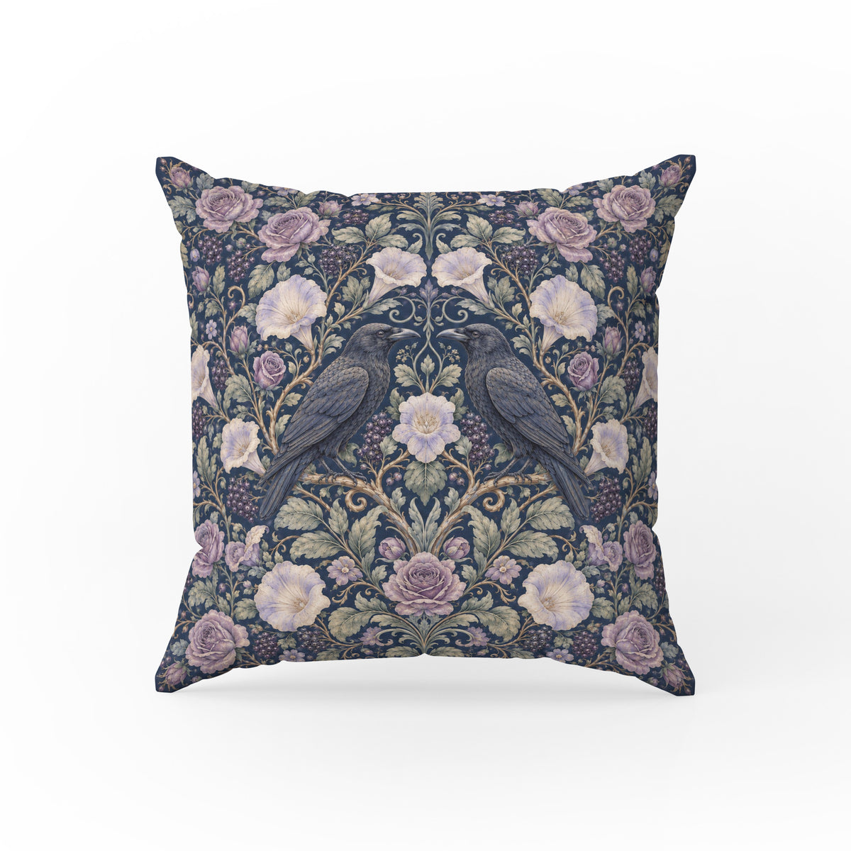 Raven Rose Garden – Dark Botanical Pillow