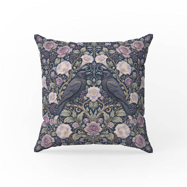 Raven Rose Garden – Dark Botanical Pillow
