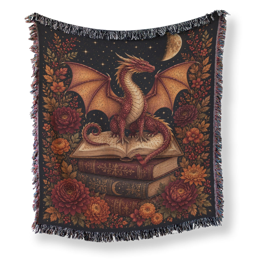 Autumn Crescent Dragon & Books Blanket