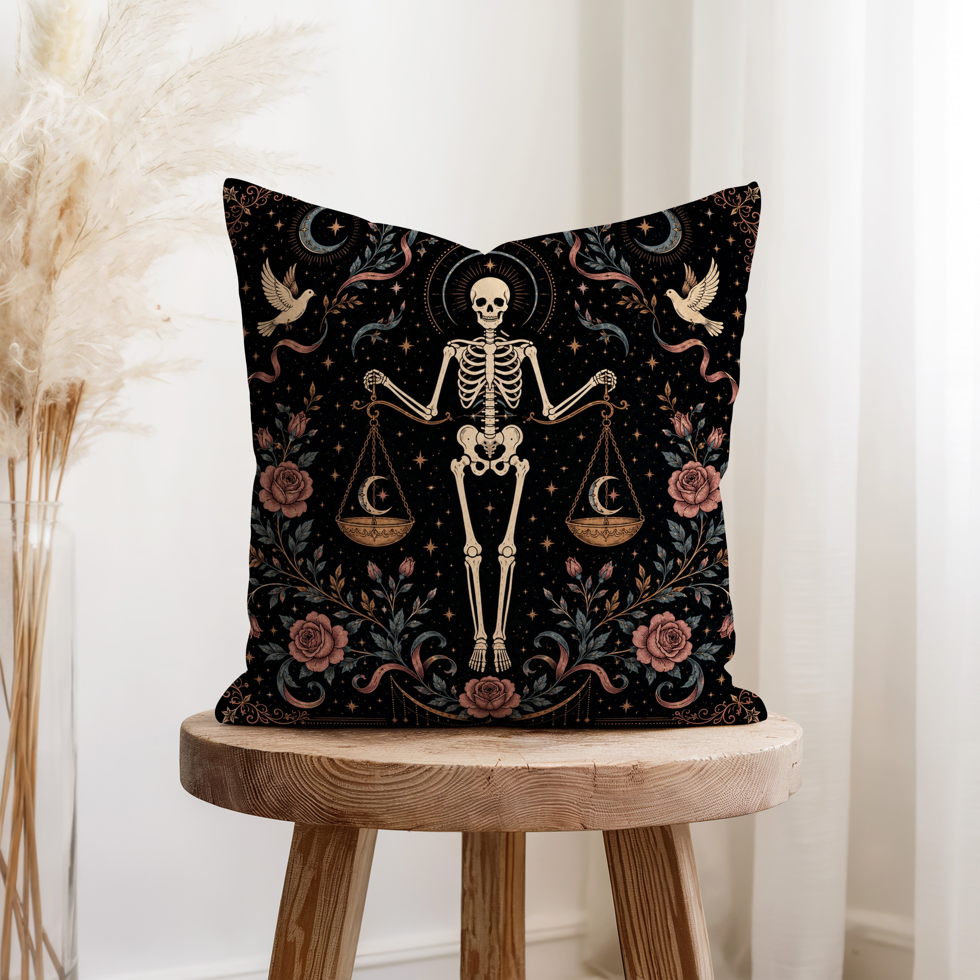 The Celestial Scales – Libra Gothic Zodiac Pillow Secondary image