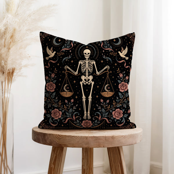 The Celestial Scales – Libra Gothic Zodiac Pillow