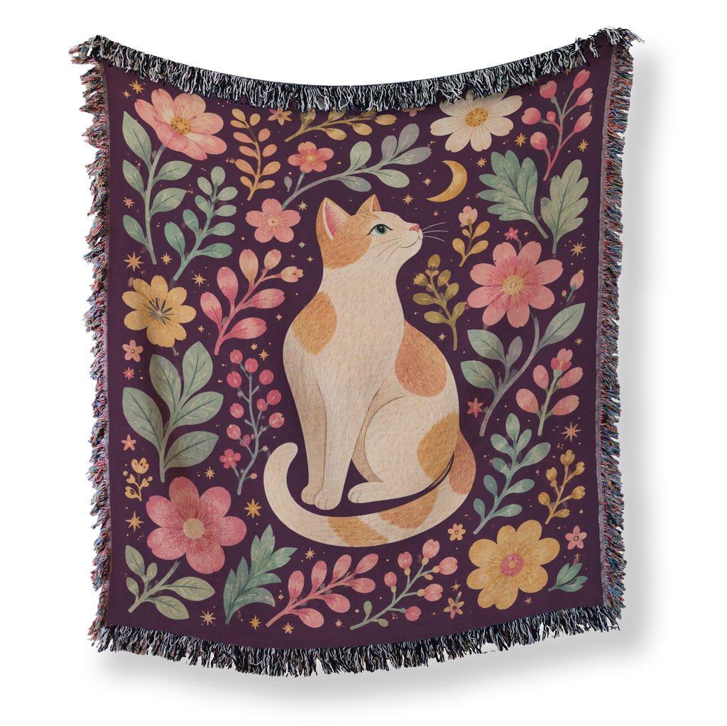 Moonlit Floral Cat Blanket
