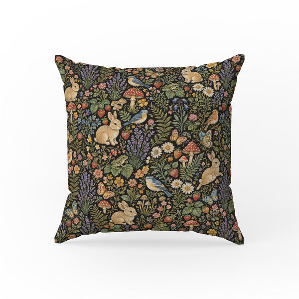 Black Forest Menagerie – Rabbit & Mushroom Pillow