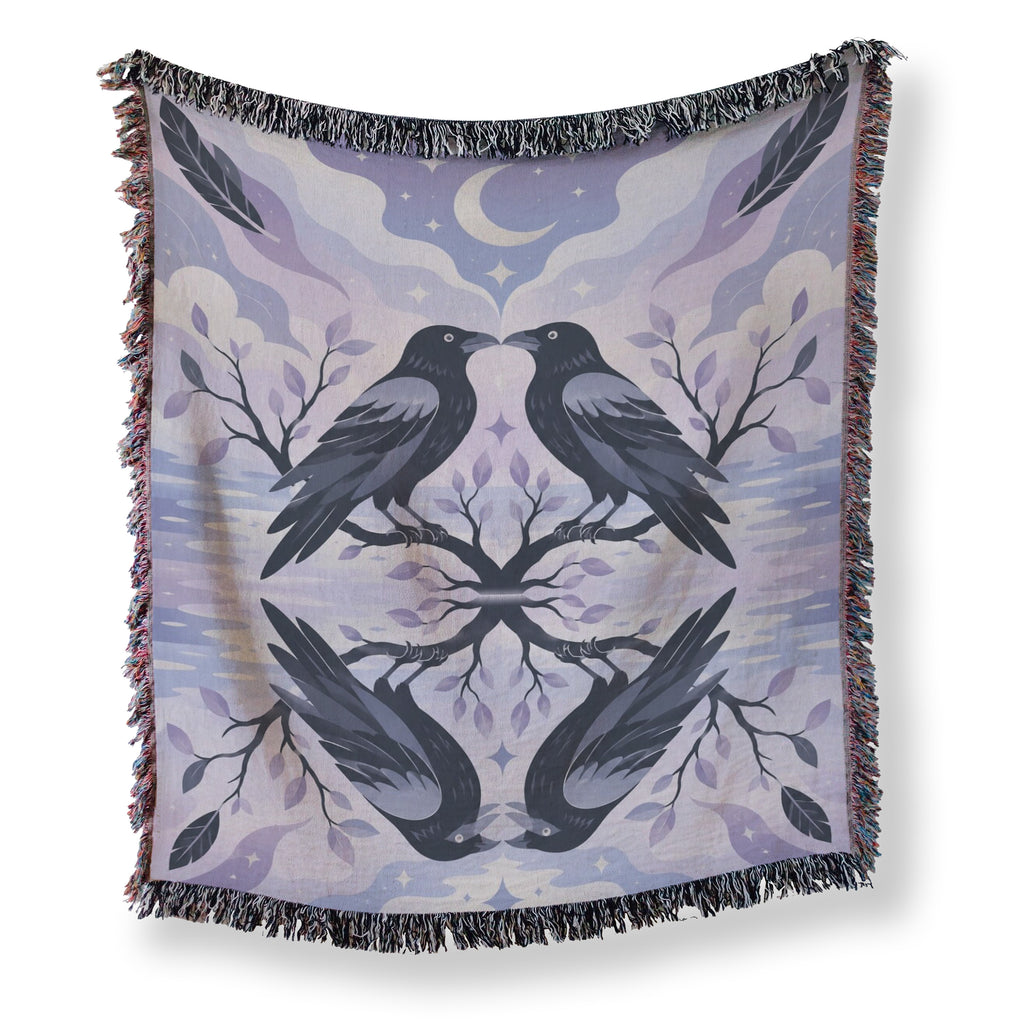 Moonlit Raven Reflection Blanket