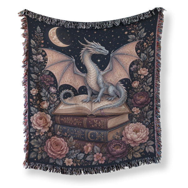 Blush Moon Dragon & Books Blanket