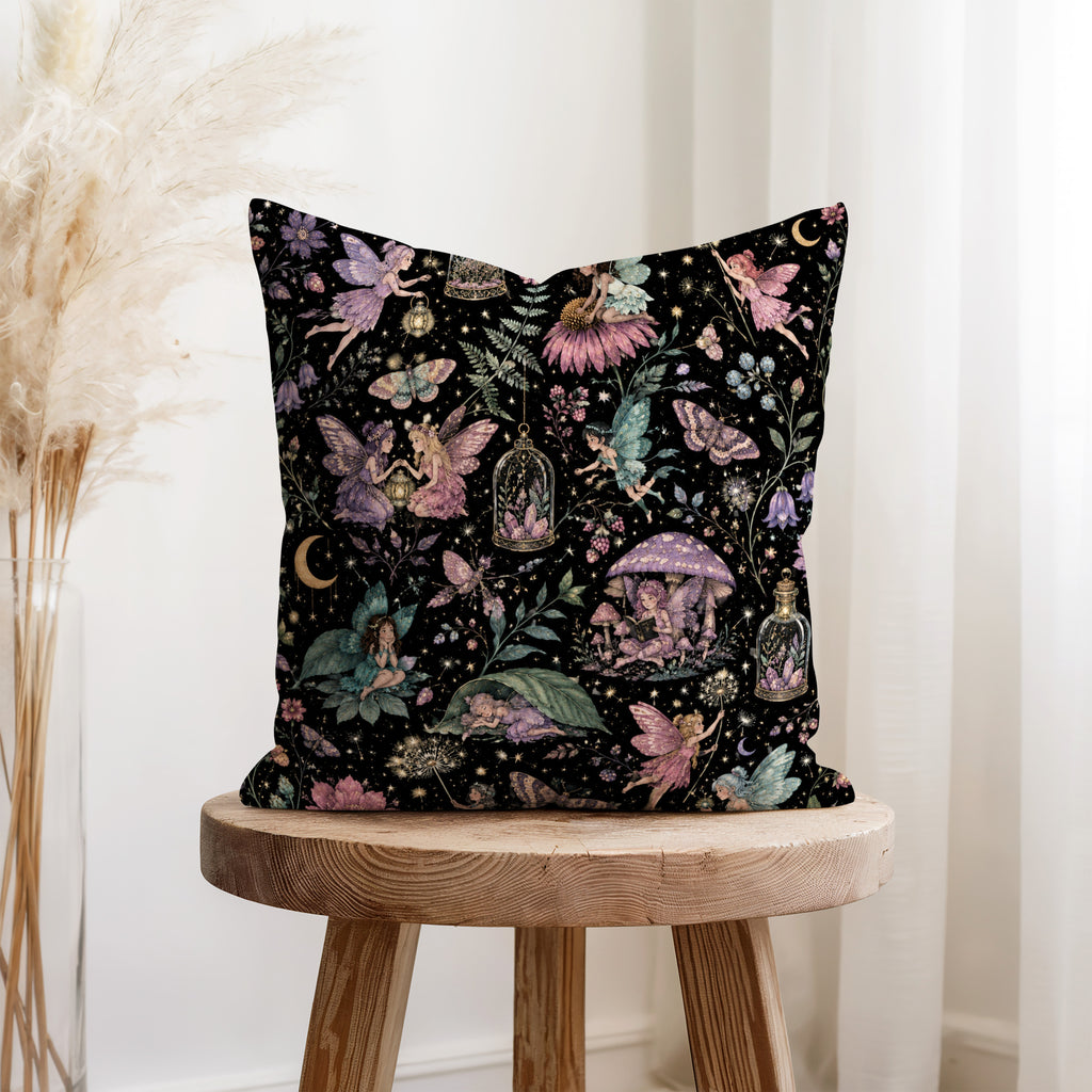 Fairies After Midnight – Enchanted Floral Pillow