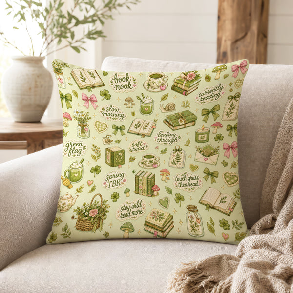 The Cottage Book Nook – Green Reading Pillow