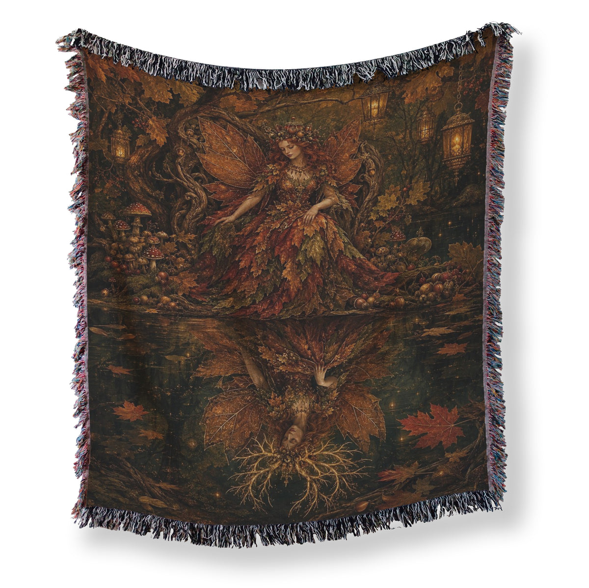 Autumn Lantern Queen Blanket
