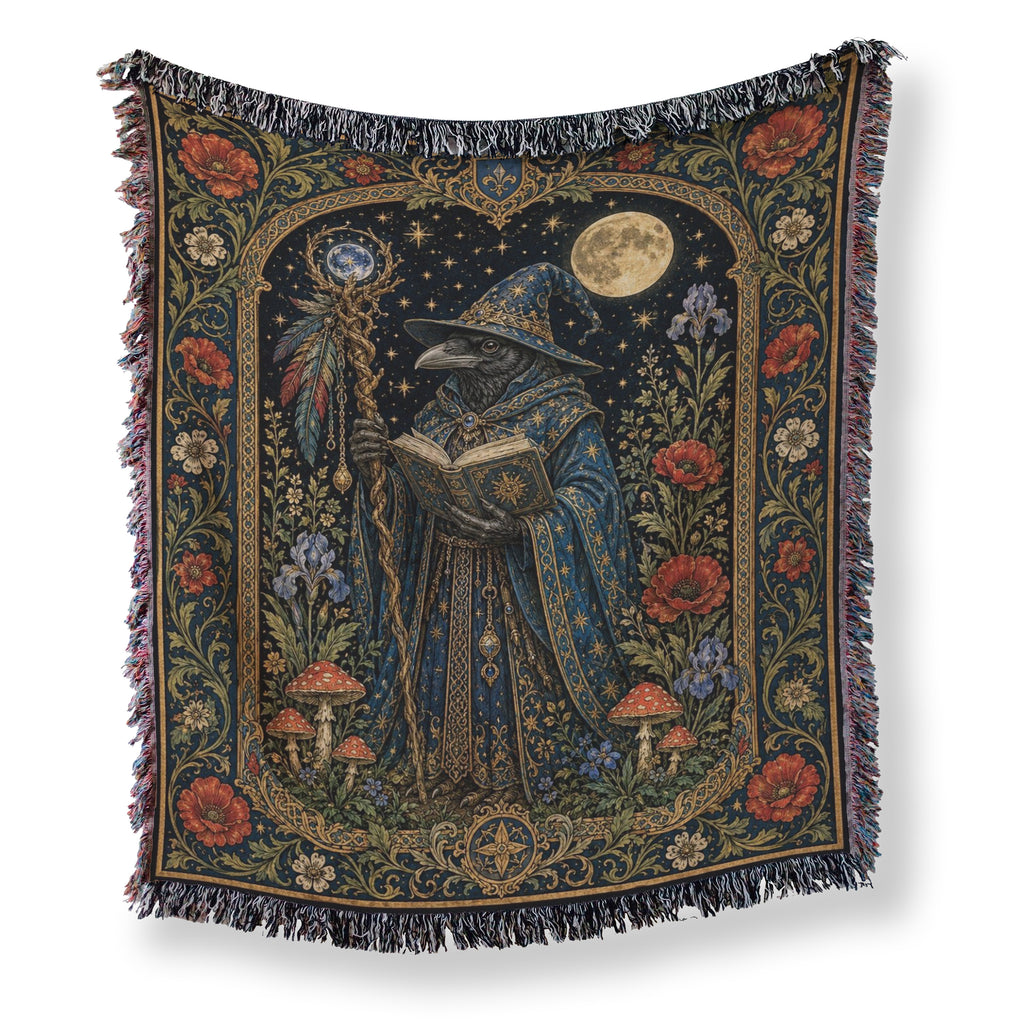 Raven Wizard Scholar Blanket