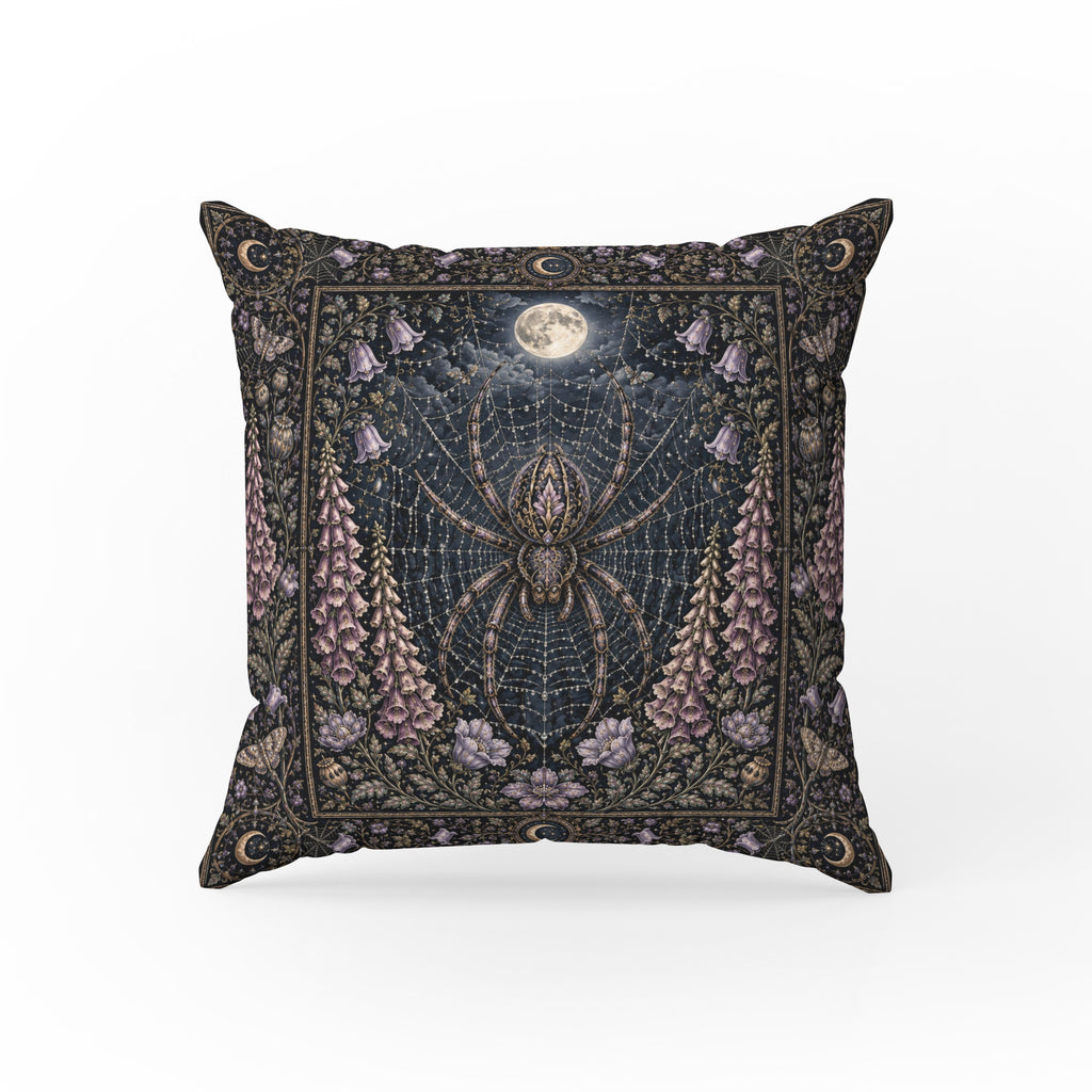 Moonweb – Gothic Spider Floral Pillow
