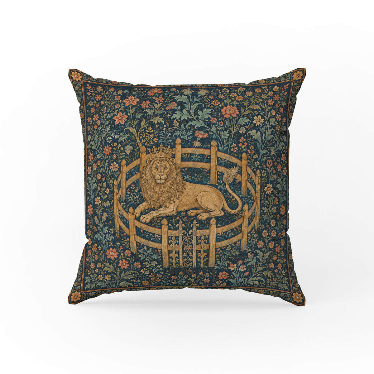 The Lion’s Court – Medieval Tapestry Pillow