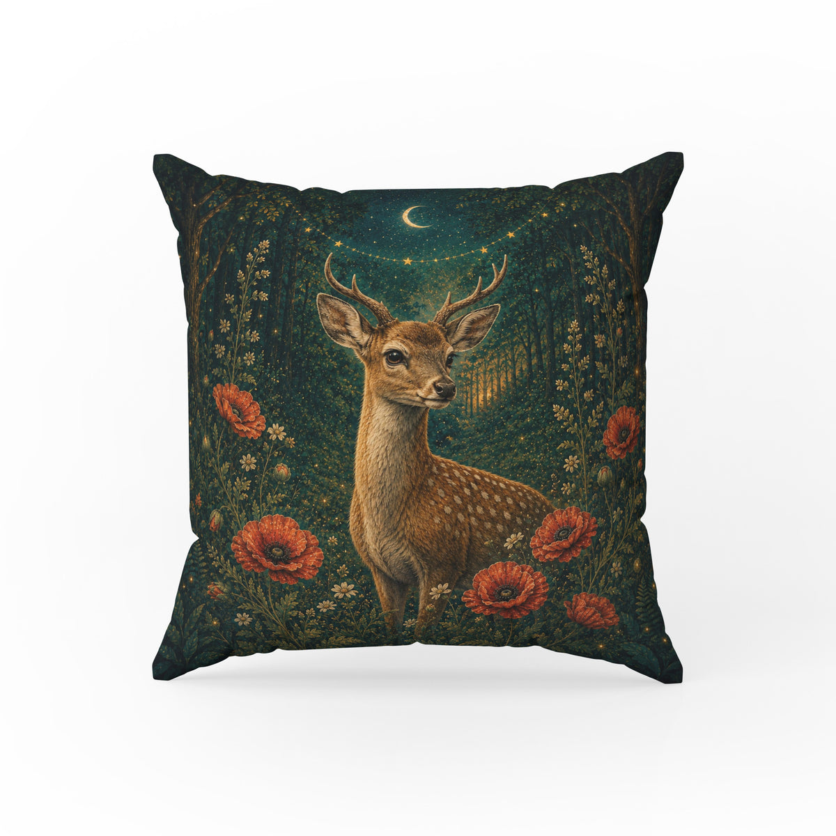 The Moonlit Fawn – Enchanted Woodland Pillow