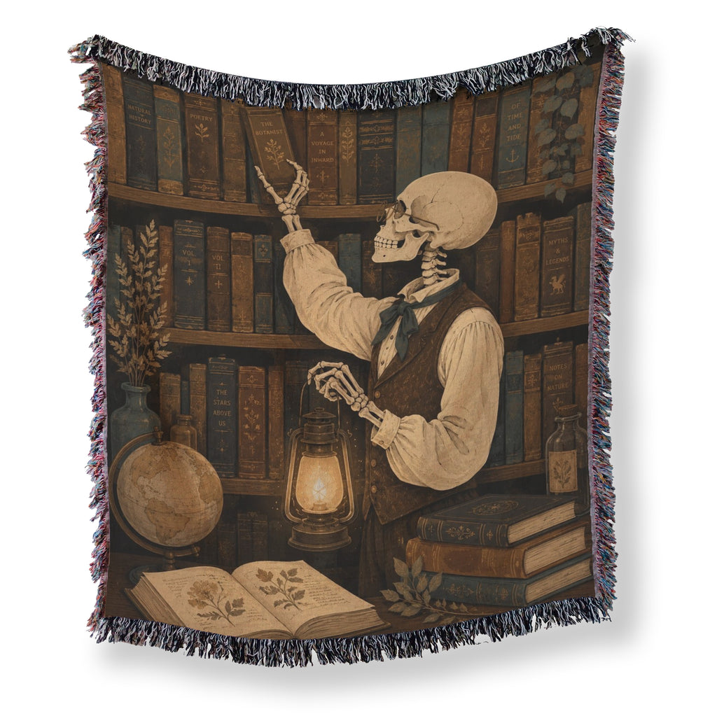 The Skeleton Librarian's Lantern Blanket