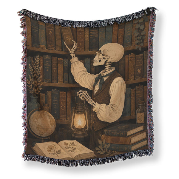 The Skeleton Librarian's Lantern Blanket