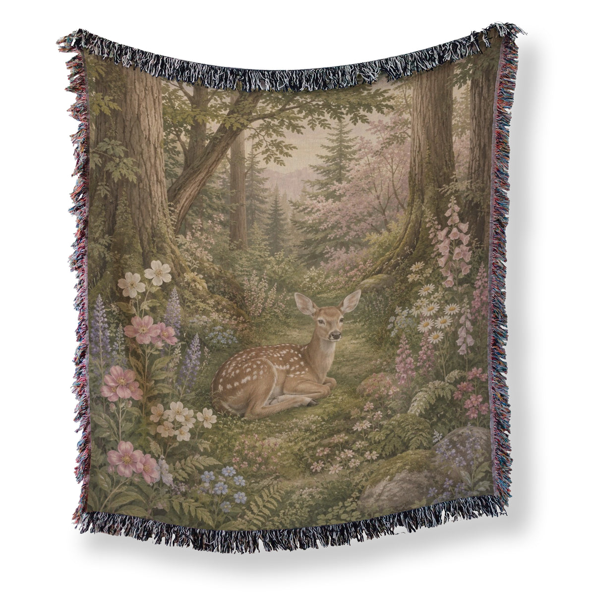 Woodland Fawn Floral Blanket Main image