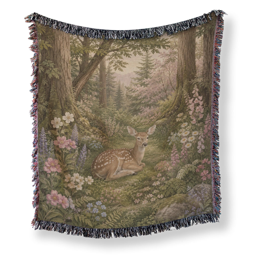 Woodland Fawn Floral Blanket