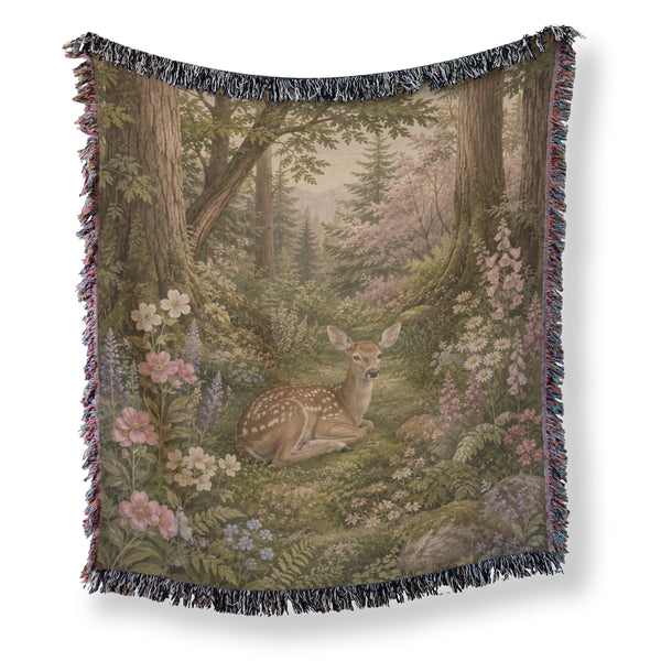 Woodland Fawn Floral Blanket