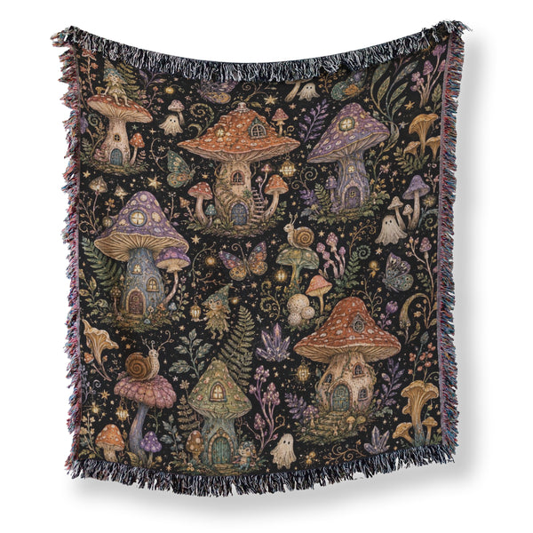 Enchanted Mushroom Village Blanket