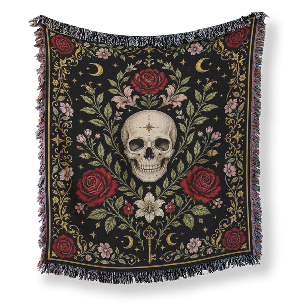 Skull & Celestial Roses Blanket