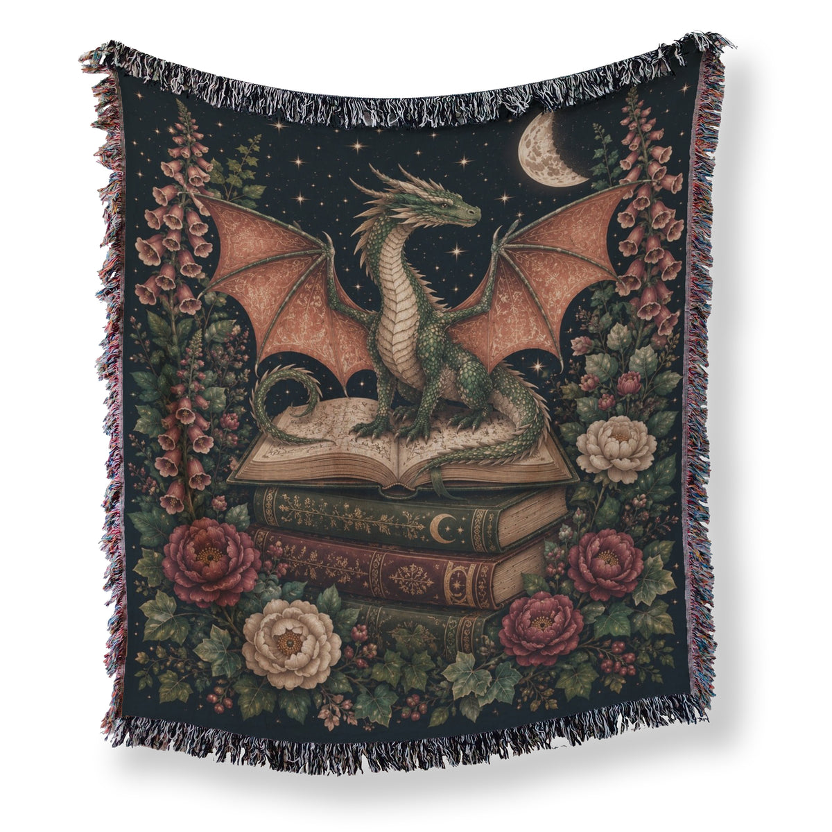 Woodland Crescent Dragon & Books Blanket Main image