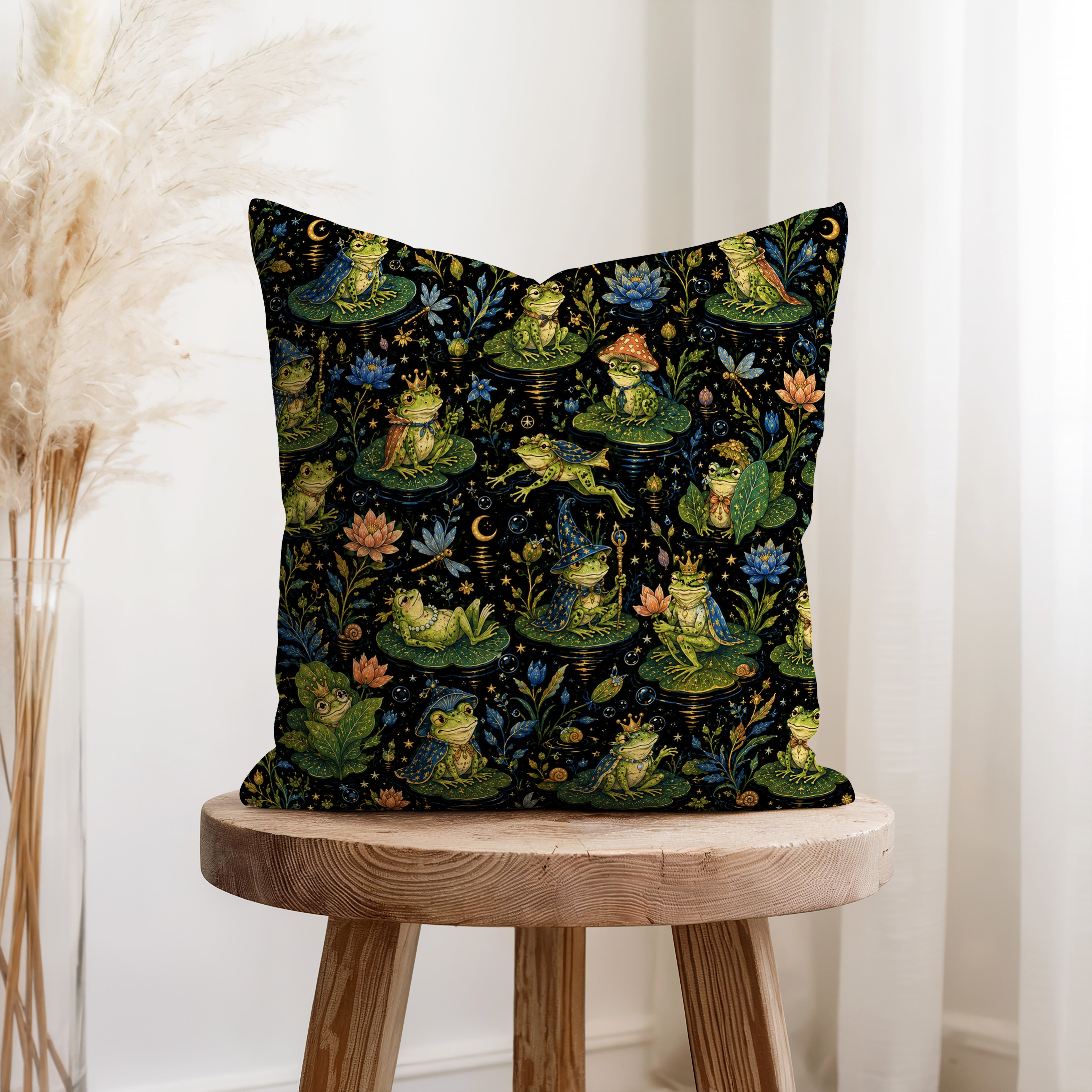 The Frog Court – Whimsical Pond Pillow Secondary image
