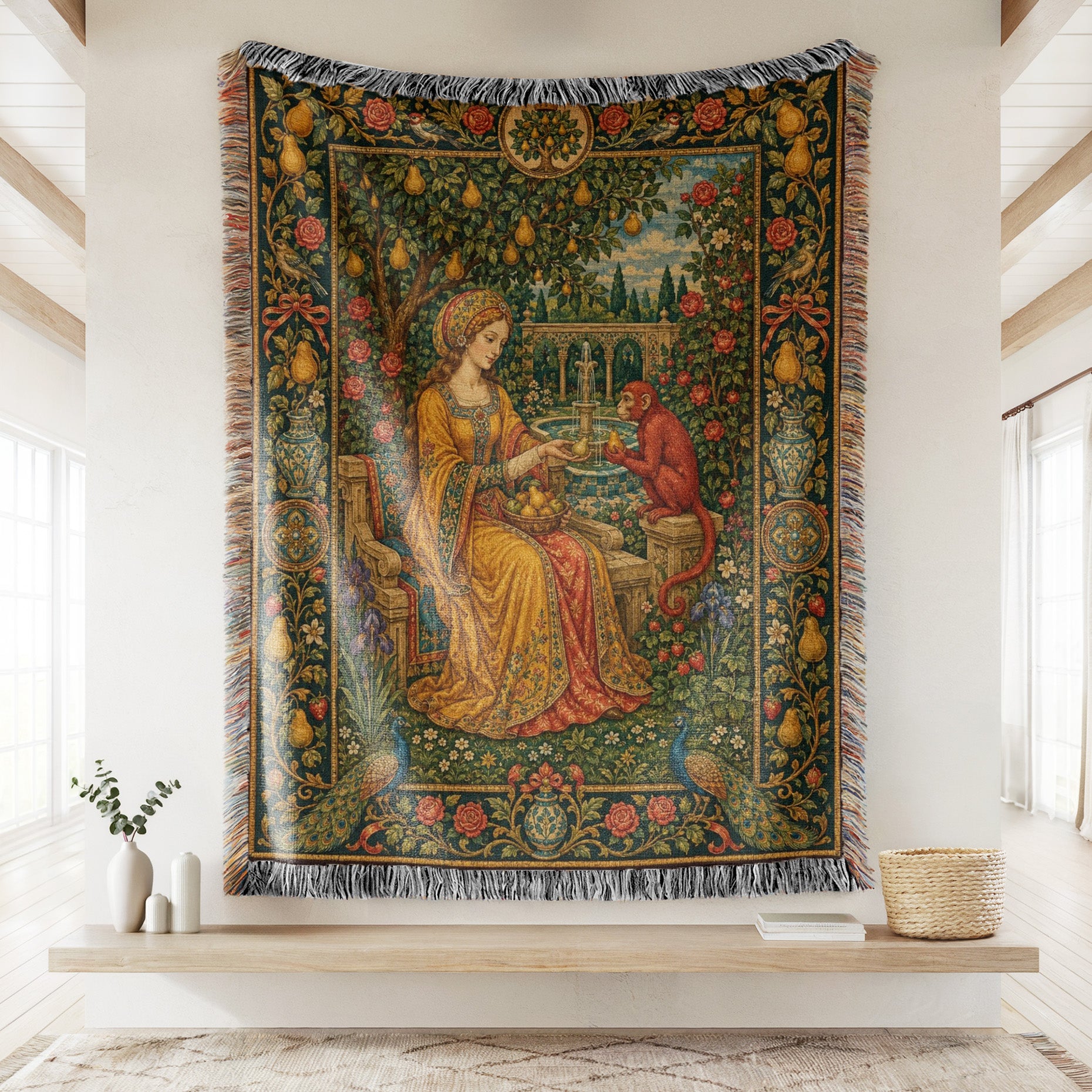 The Pear Garden Monkey Court Blanket Secondary image