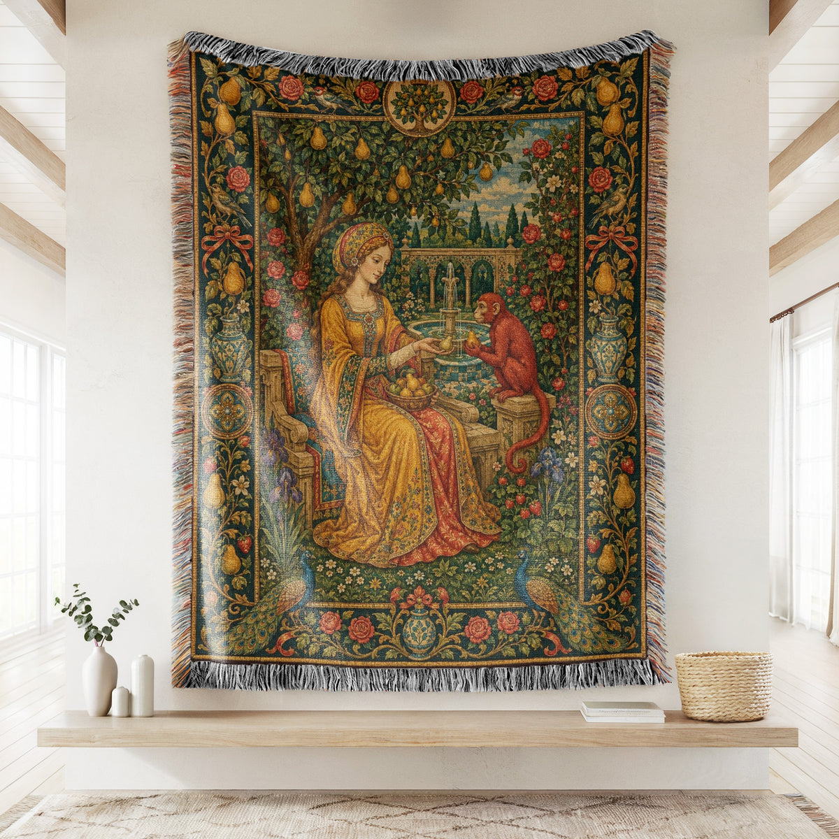 The Pear Garden Monkey Court Blanket