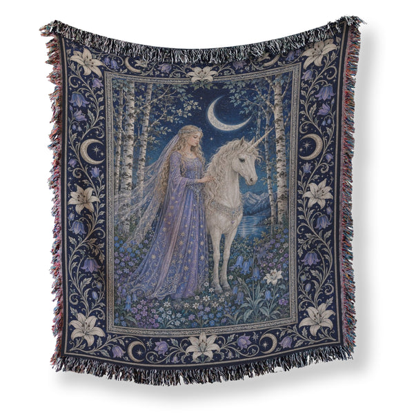 The Moonlit Unicorn Lady Blanket