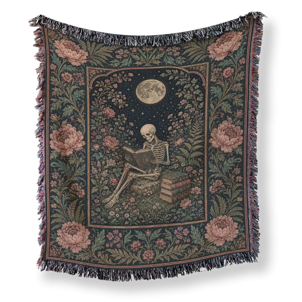 Peony Garden Skeleton Reader Blanket