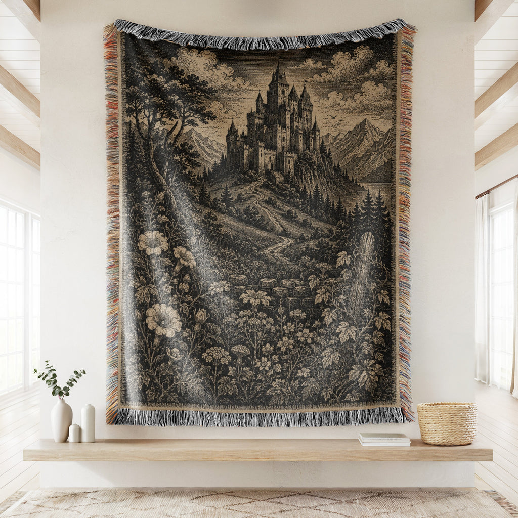 The Shadowed Mountain Castle Blanket