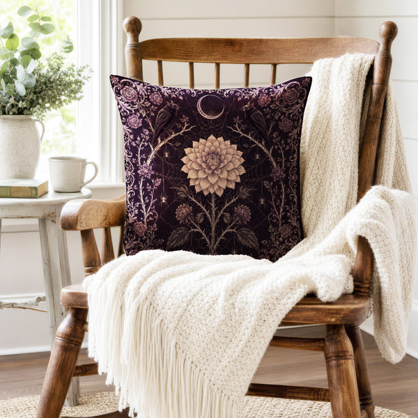 Raven Moon – Gothic Botanical Pillow