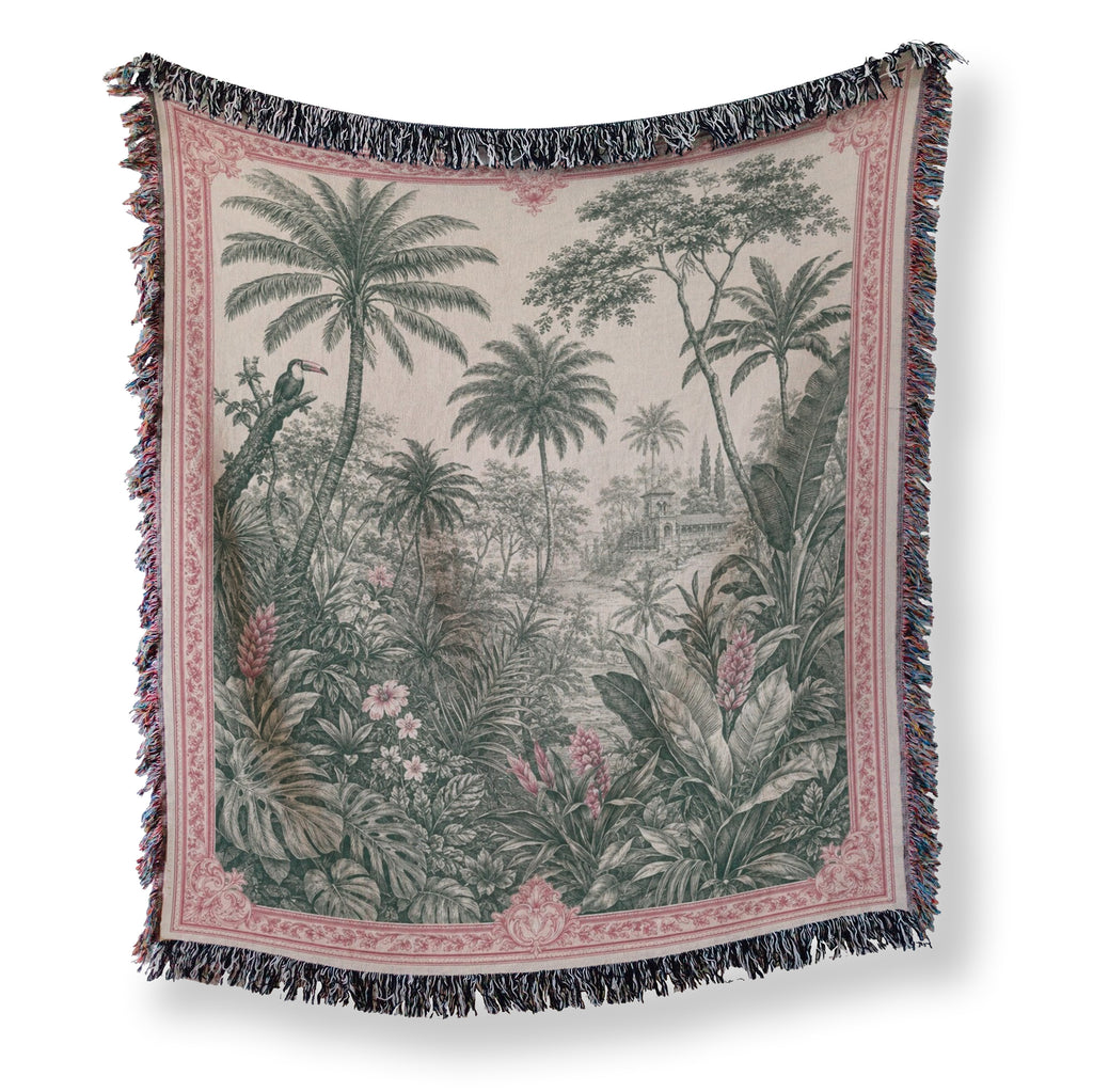 Rose Border Palm Garden Blanket