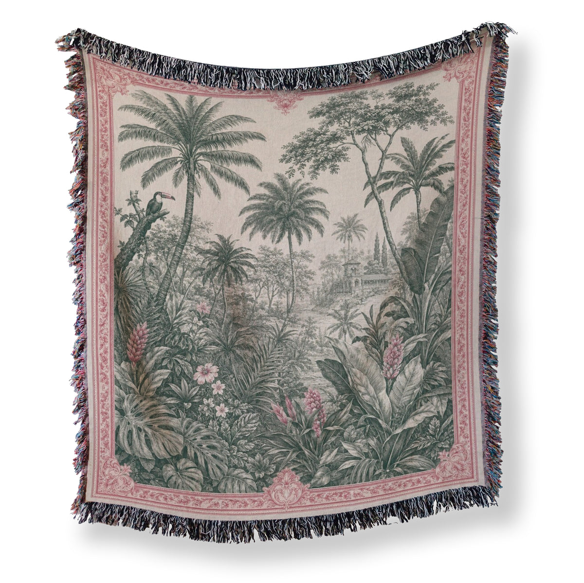 Rose Border Palm Garden Blanket