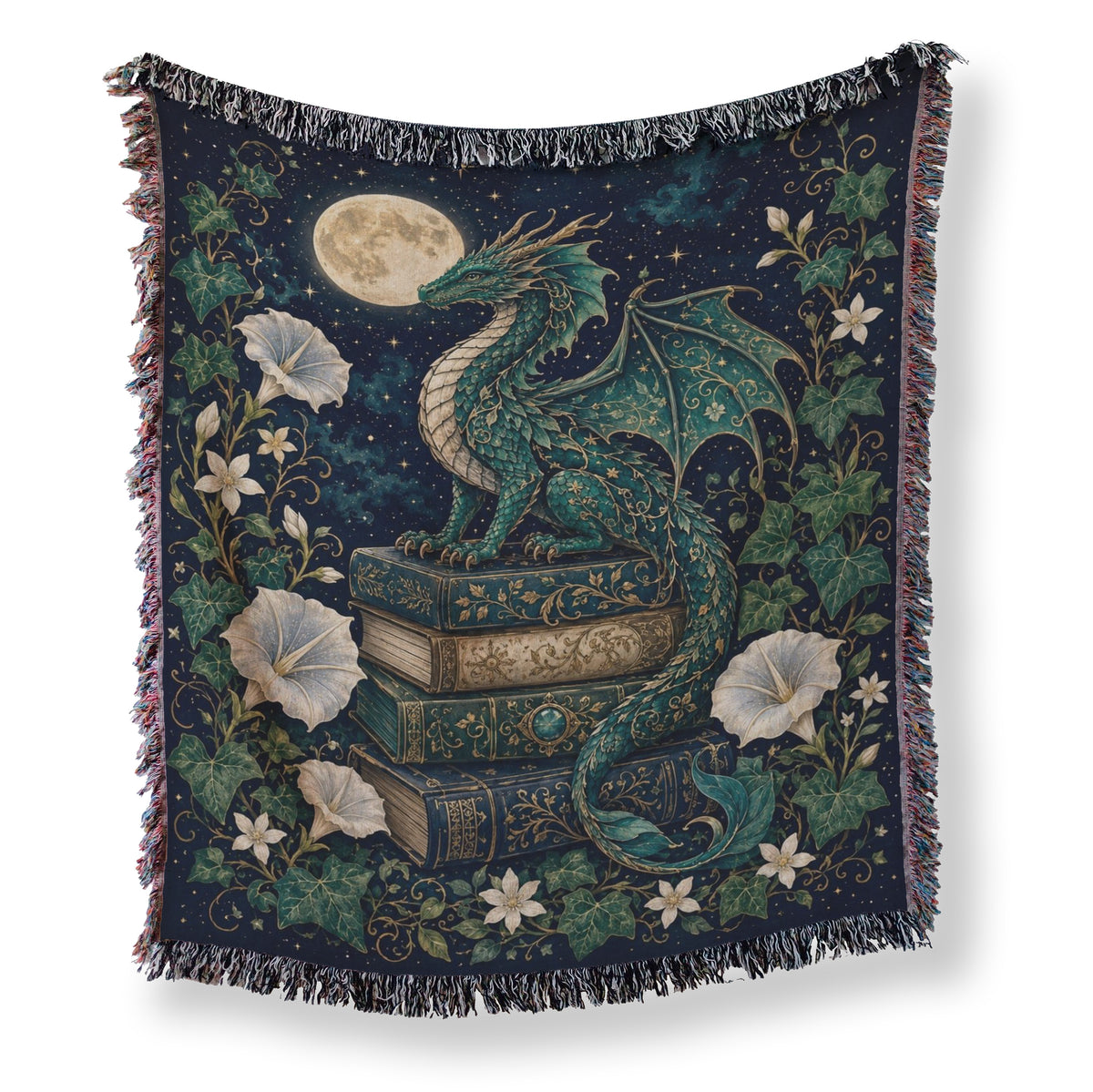 Emerald Moon Dragon Library Blanket Main image