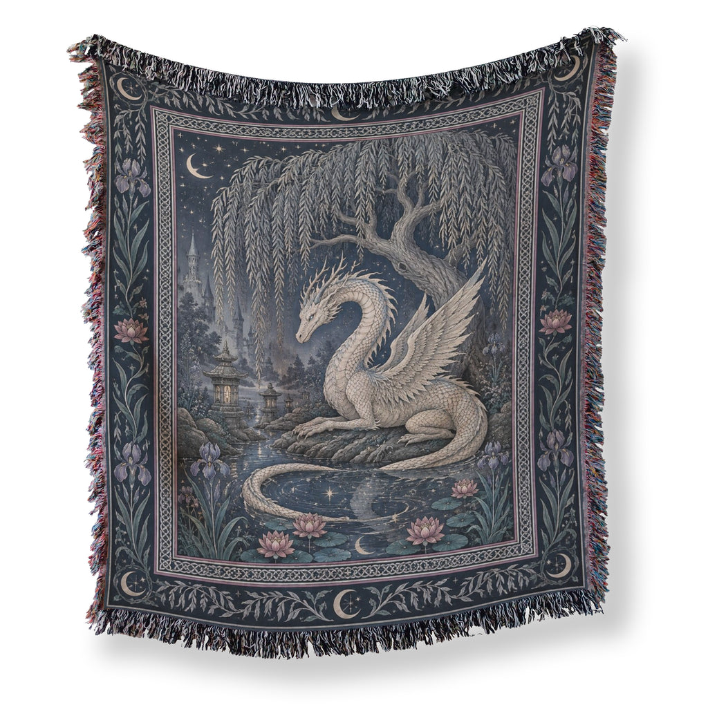 The Moonlit Willow Dragon Blanket