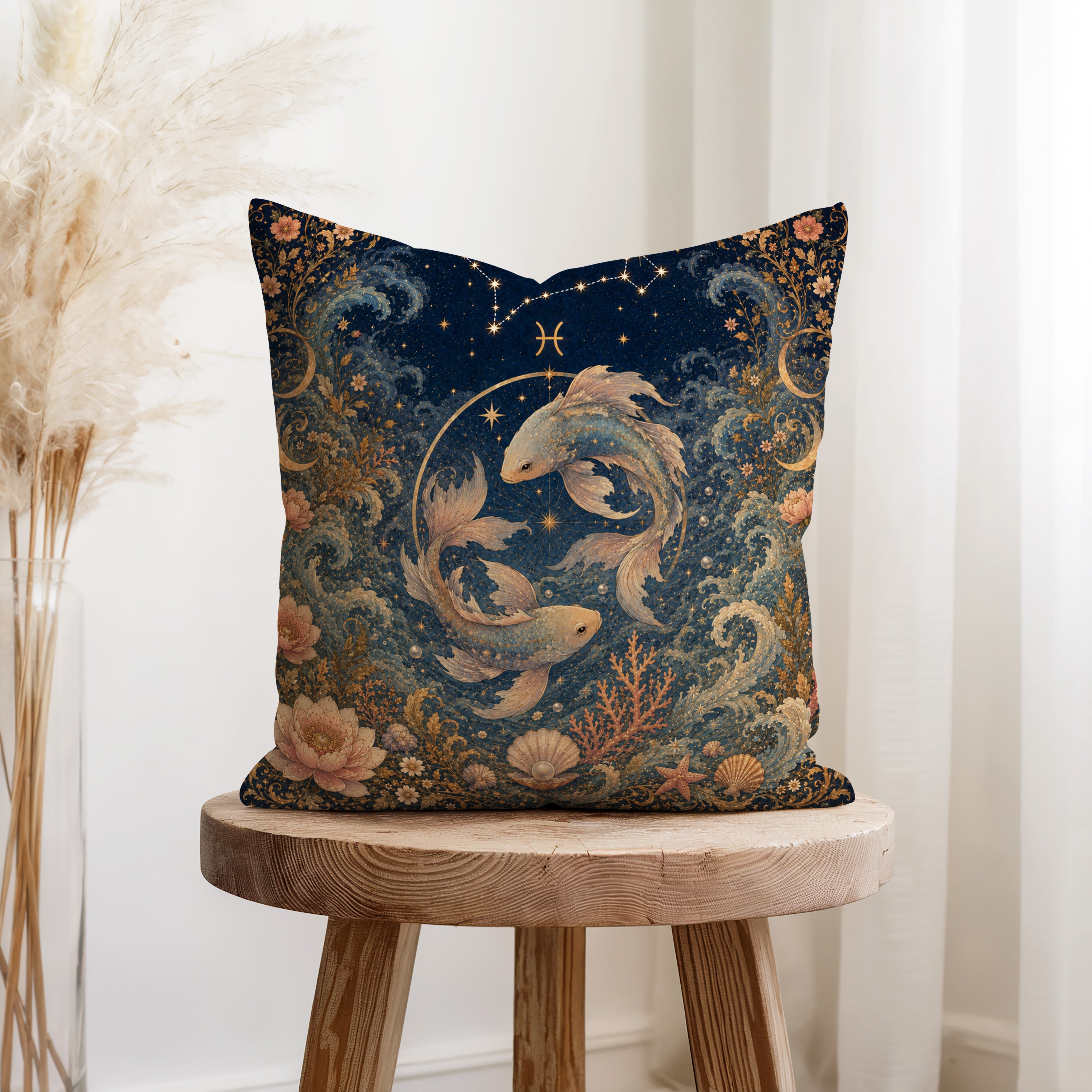 The Celestial Fishes – Pisces Zodiac Pillow Secondary image
