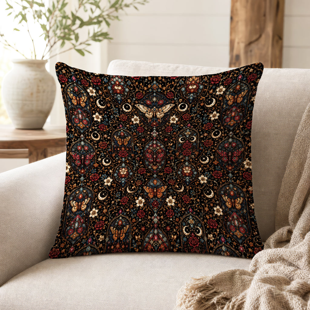 The Stained Glass Moth – Gothic Celestial Pillow