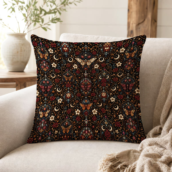 The Stained Glass Moth – Gothic Celestial Pillow