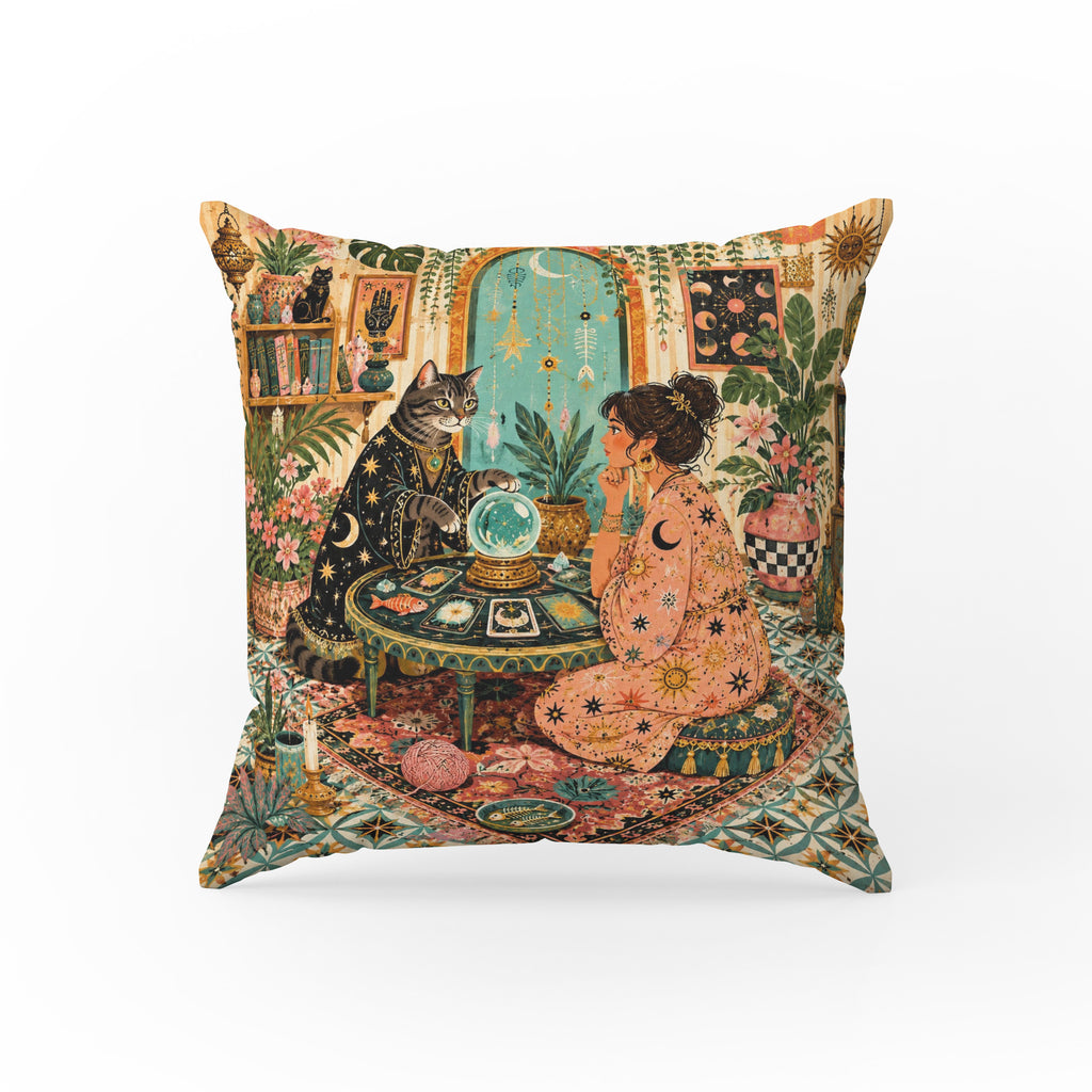 The Fortune Teller’s Cat – Mystical Celestial Pillow